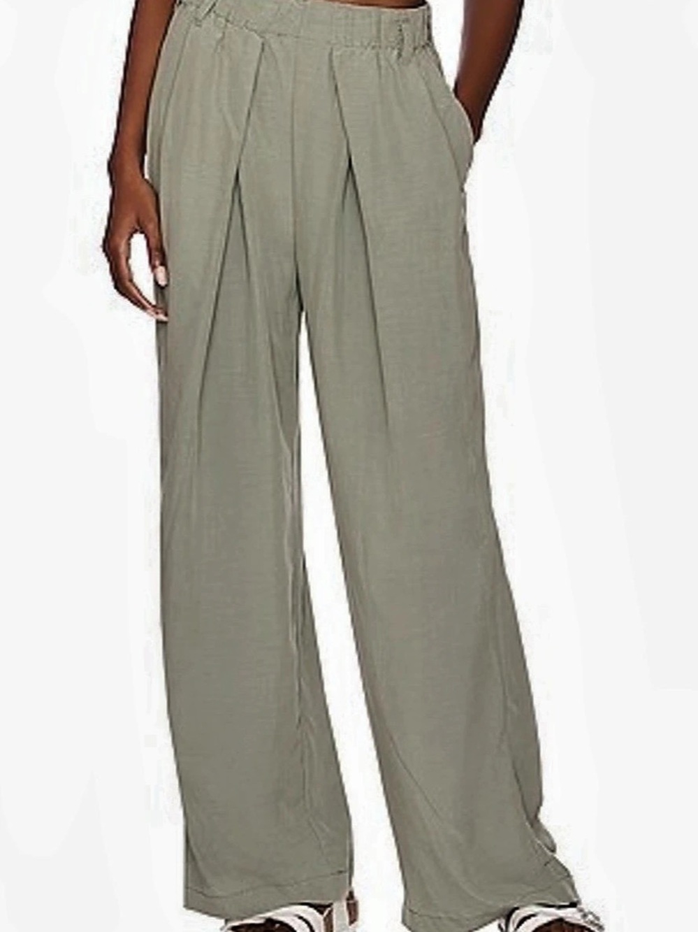 Free People “Nothing to Say” Pleated Pant in Seagrass Green